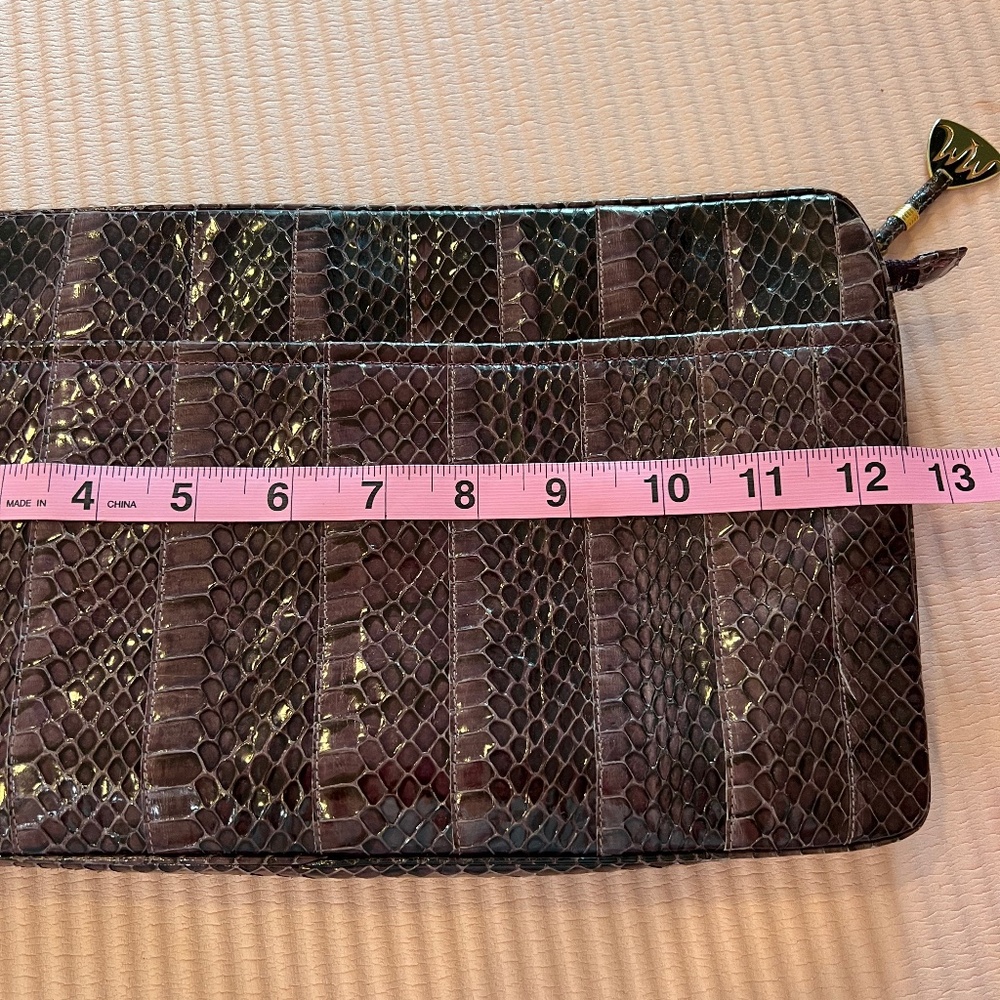 Morris Moscowitz immaculate vintage  reptile clutch plum
